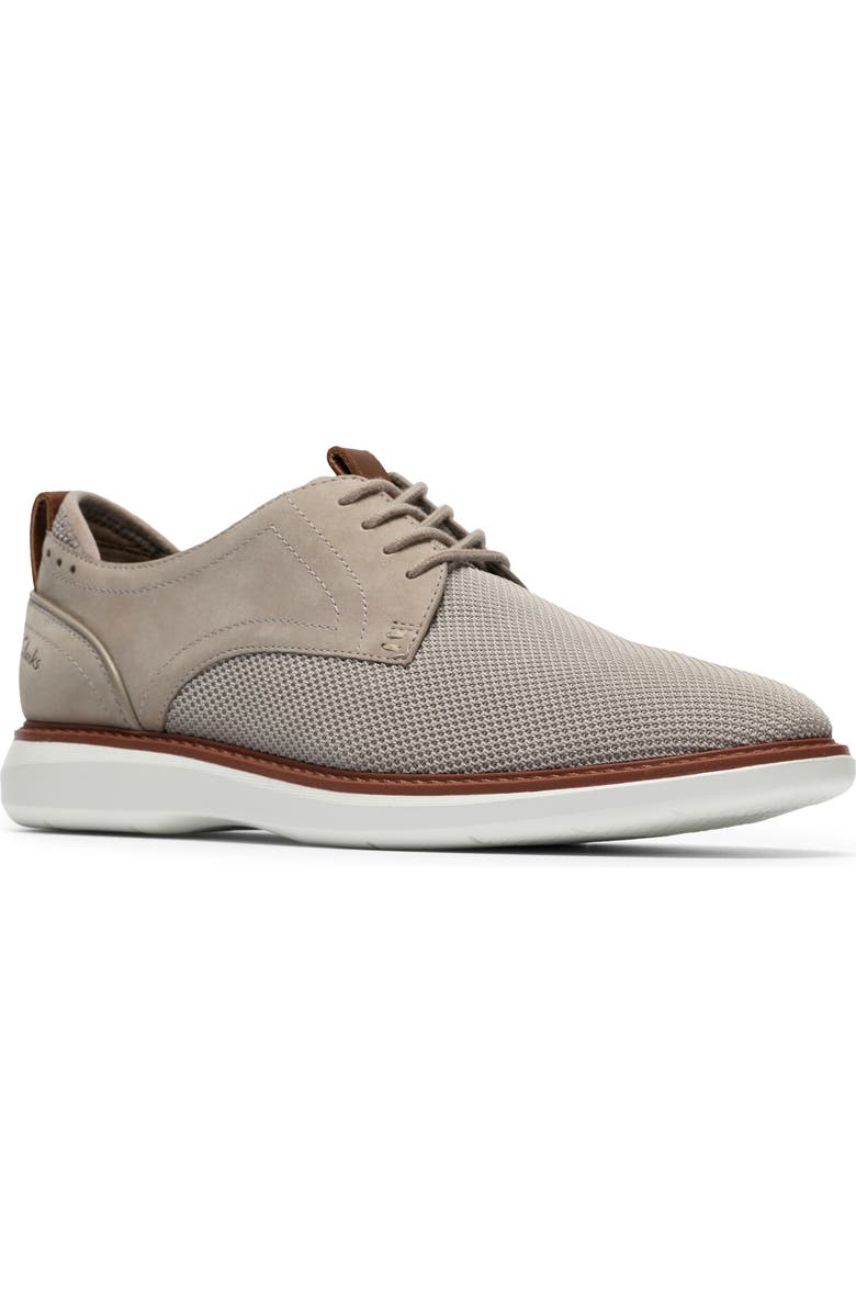 Clarks<sup>®</sup> Brantin Plaid Leather Oxford Shoe, Main, color, Grey Knit
