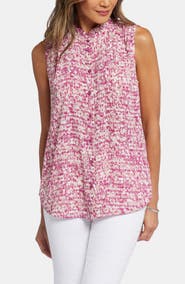 NYDJ Print Ruffle Neck Sleeveless Top