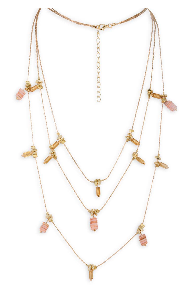 Colorful Bead Charm Layered Necklace, Main, color, LIGHT PINK