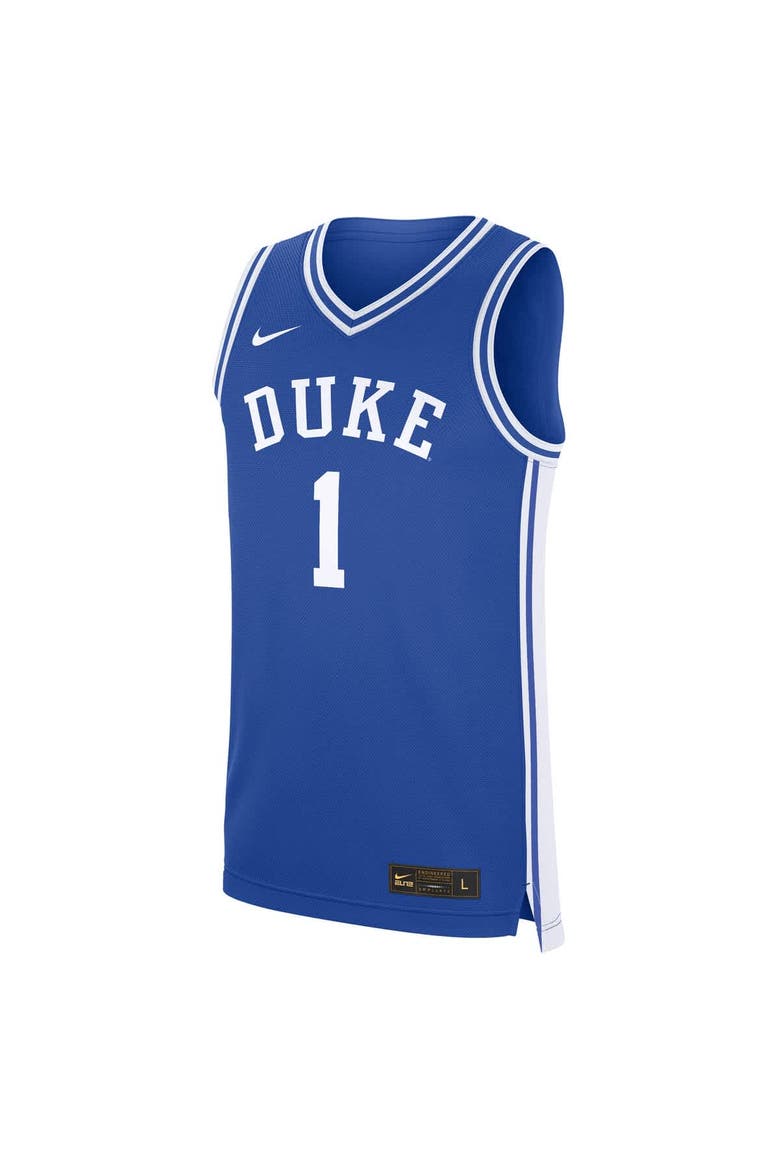 Men's Nike #1 Royal Duke Blue Devils Road Replica Jersey, Alternate, color, Royal