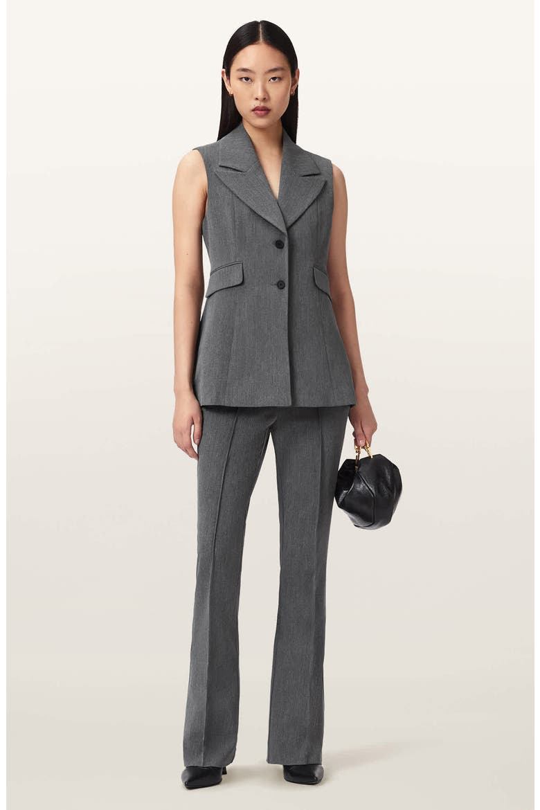 Astra Pleated Flare Leg Pants, Alternate, color, GREY