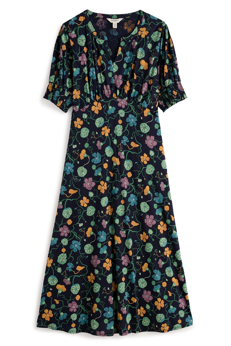 Fenil Floral Print Organic Cotton Blend Midi Dress, Alternate, color, NASTURTIUM PRESS MARITIME