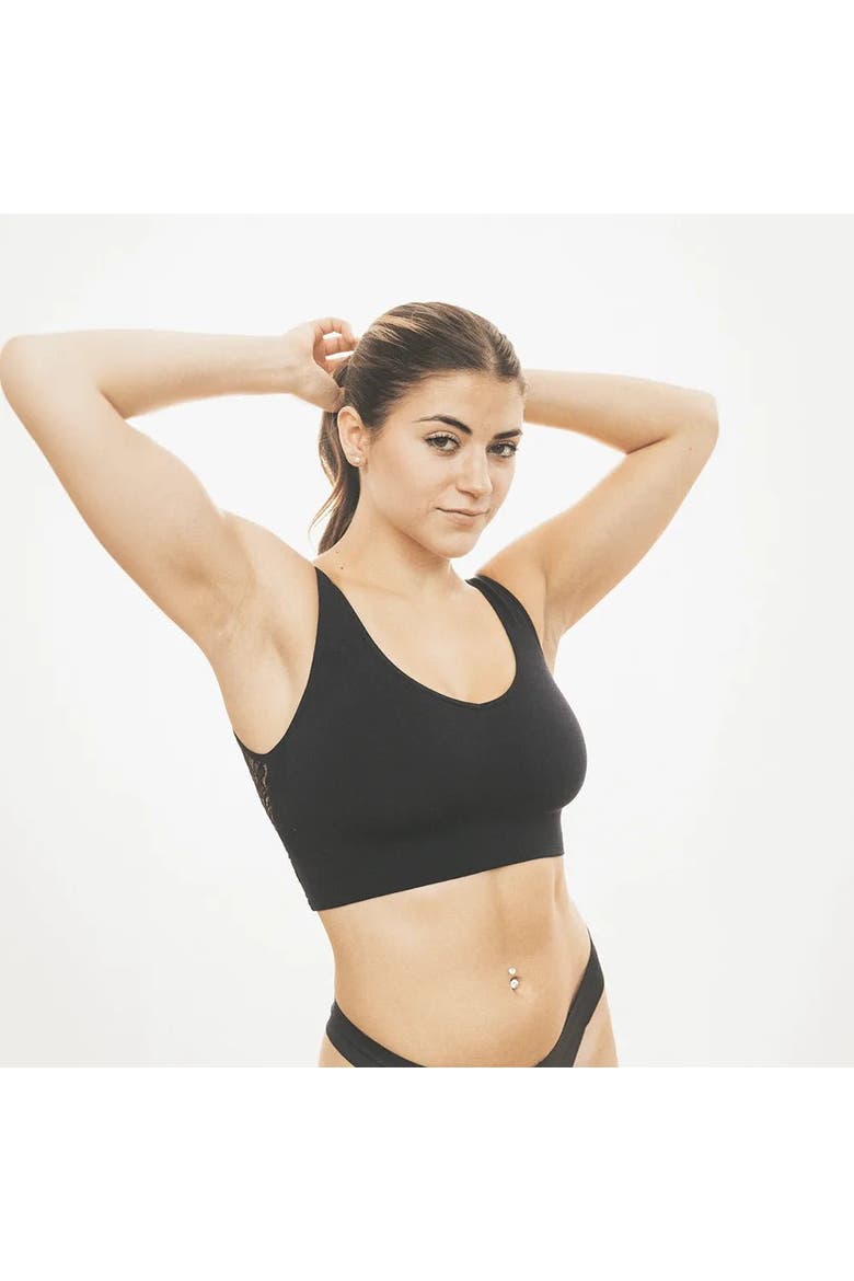 Soft V Lace Reversible Bralette, Alternate, color, Black