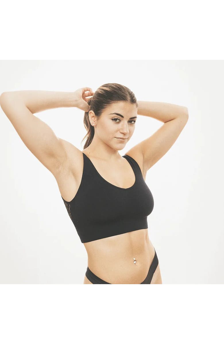 BRABAR Soft V Lace Reversible Bralette, Alternate, color, Black