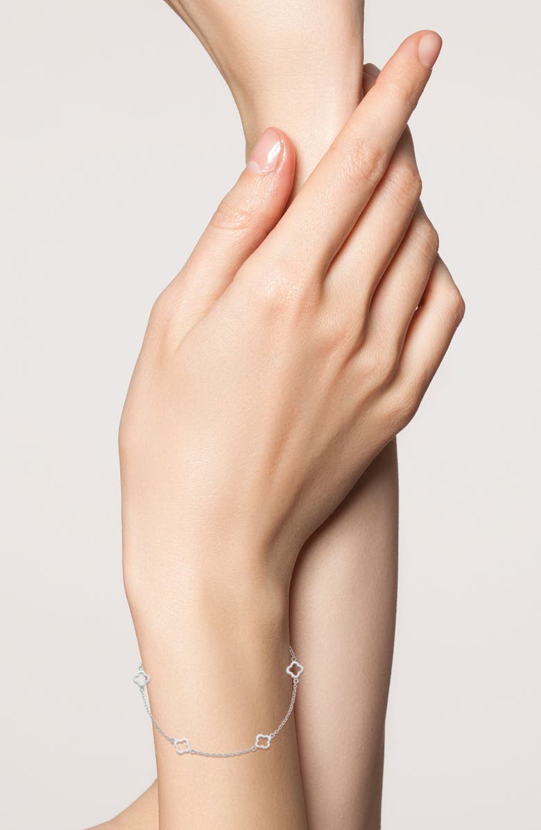 GLAZE JEWELRY Clover Station Bracelet, Alternate, color, Silver