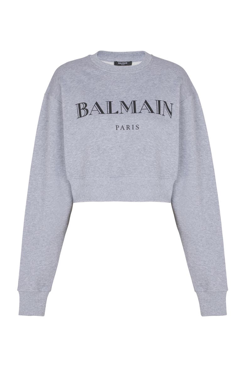 Printed Balmain Crew-Neck Sweatshirt, Alternate, color, grey