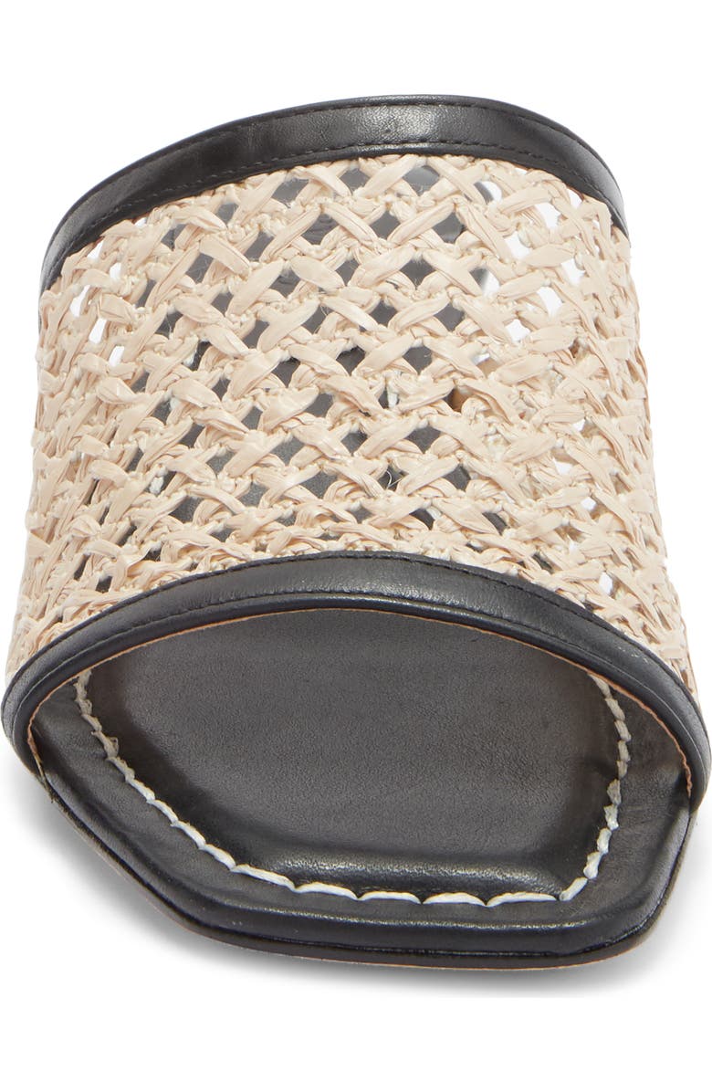 Bernardo Jenne Low Block Heel Sandal, Alternate, color, Black/ Antique/ Raffia