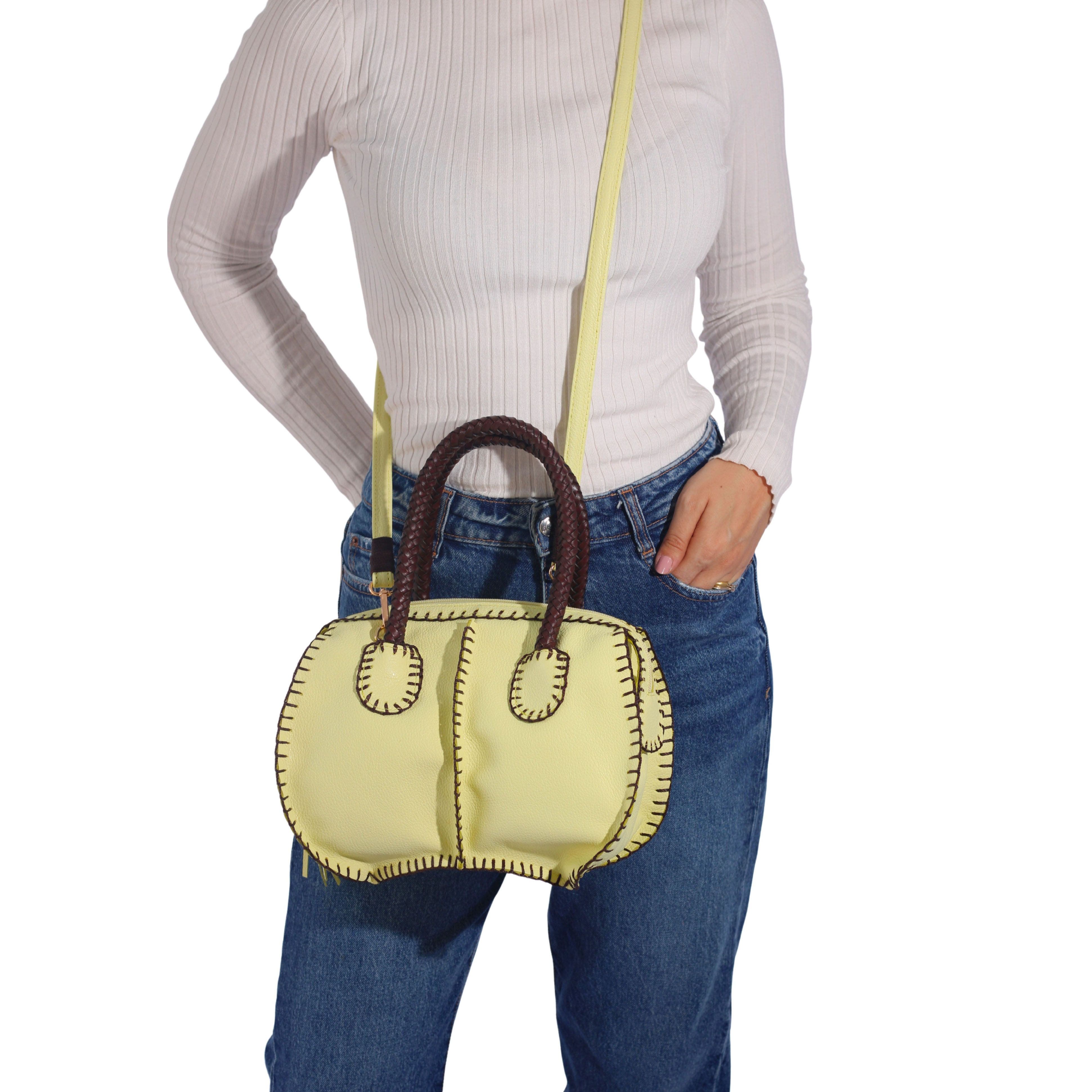 Mini Barrel Leather Bag, Alternate, color, Lemon