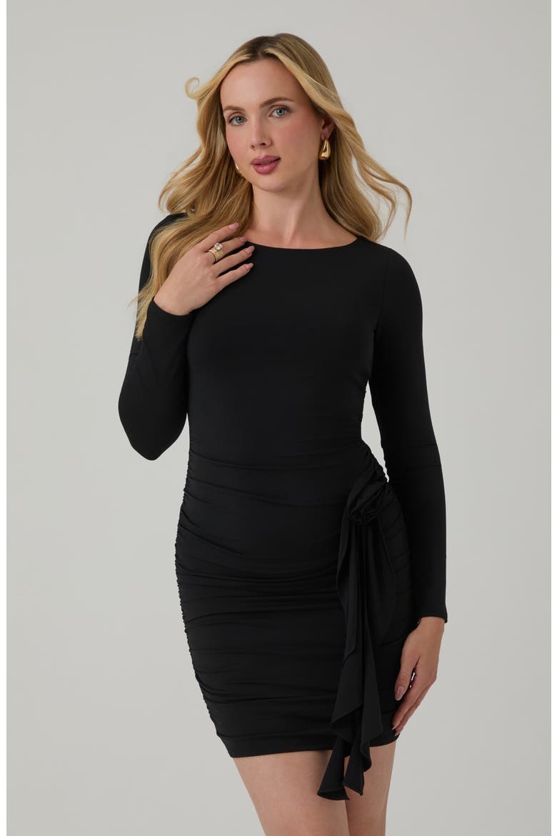 Lucy Long Sleeve Minidress, Alternate, color, JBLACK-BLACK