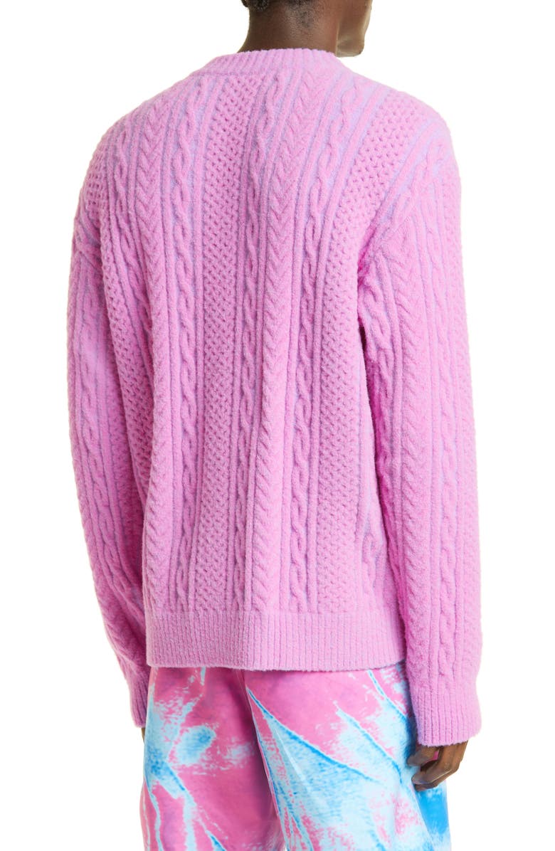AGR Playful Crewneck Cable Knit Sweater, Alternate, color, 