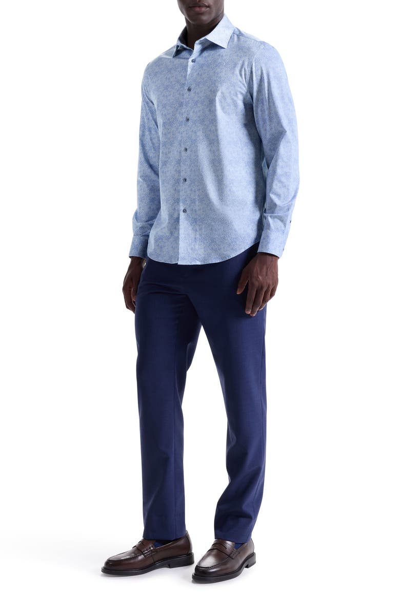 Bugatchi James OoohCotton<sup>®</sup> Optical Illusion Print Button-Up Shirt, Alternate, color, Air Blue
