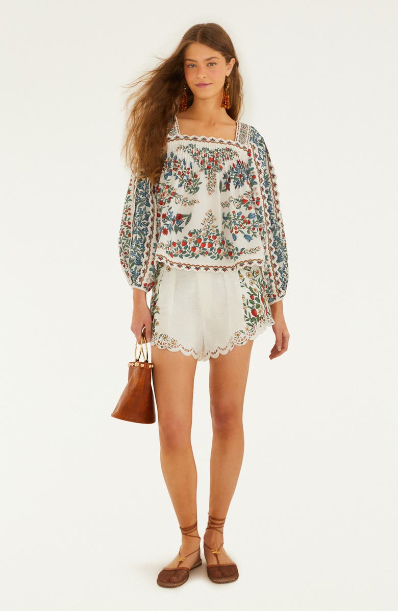 FARM Rio Fruit Beauty Scarf Long Sleeve Top, Alternate, color, Off-White