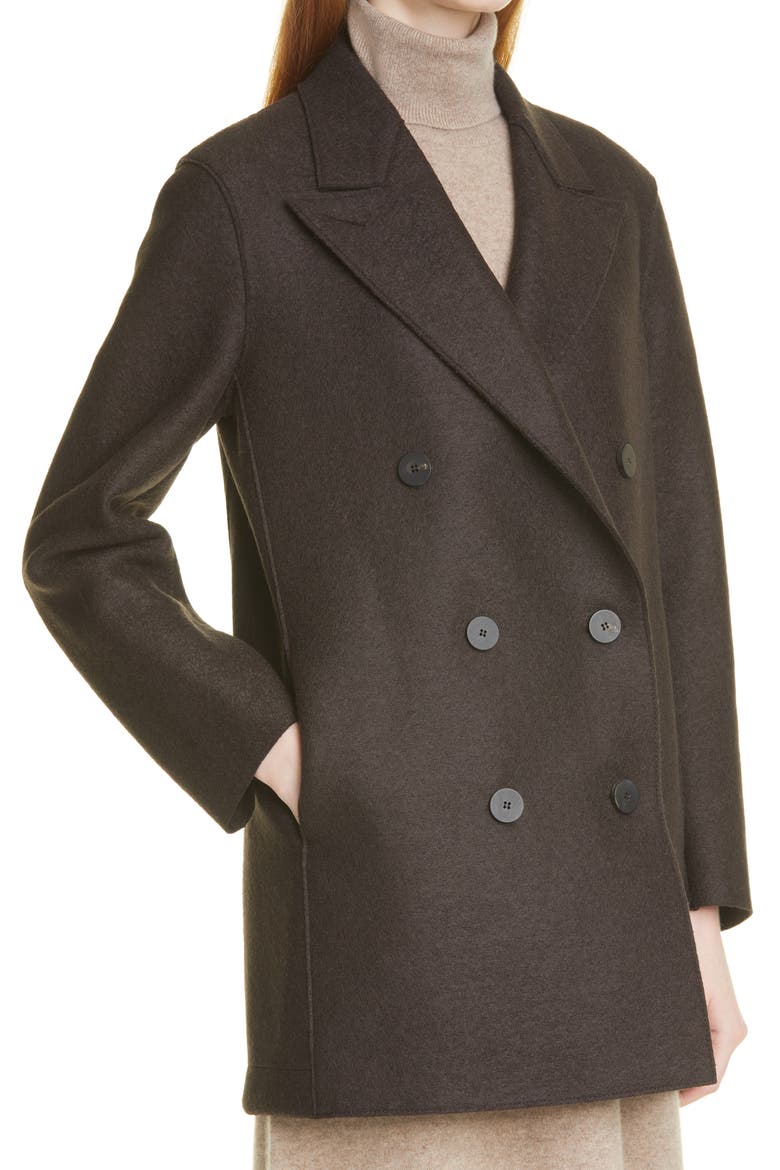 Pressed Wool Peacoat, Alternate, color, DARK BROWN