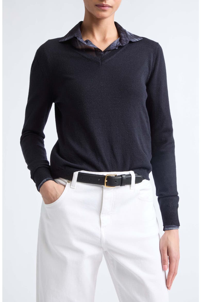 Wool Blend V-Neck Sweater, Alternate, color, 11 BLUE