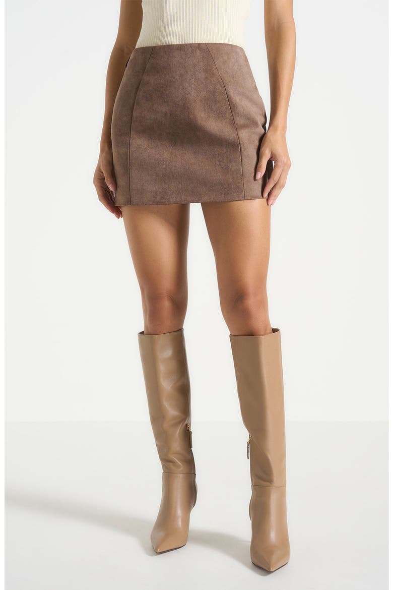 Cleo Suede A-Line Mini Skirt, Main, color, Taupe