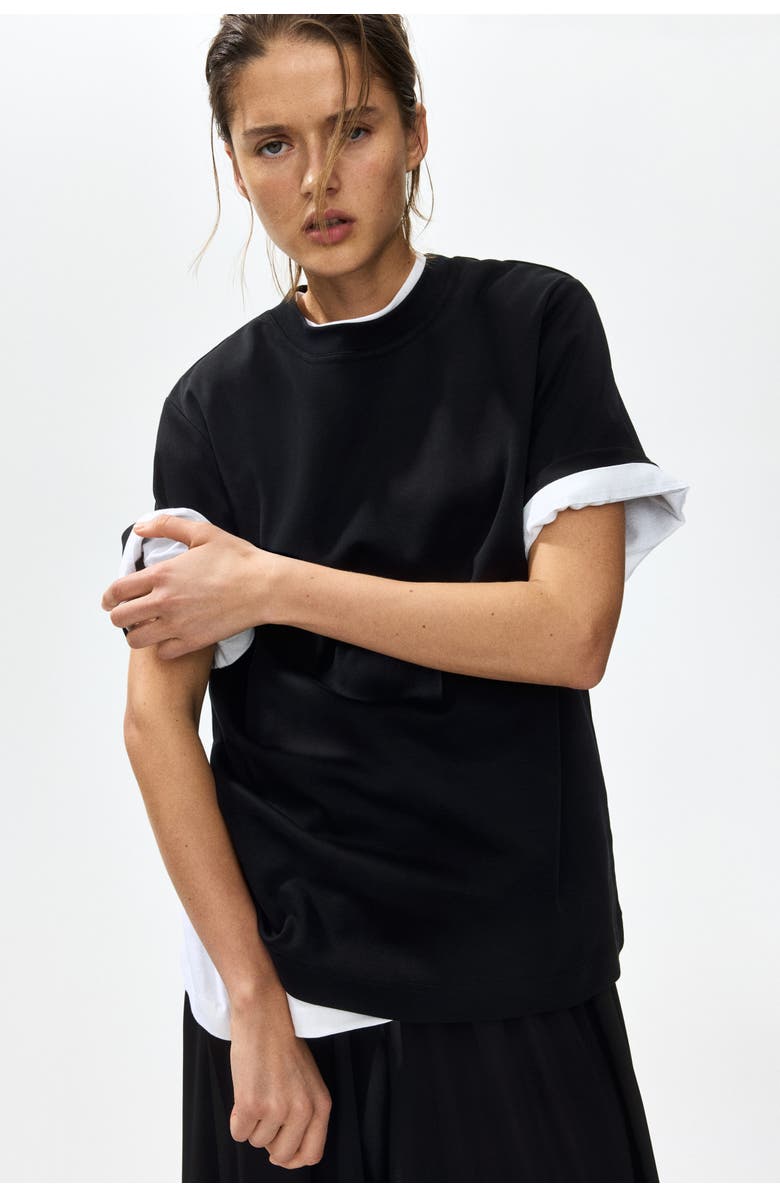 H&M Pima Cotton T-shirt, Alternate, color, Black