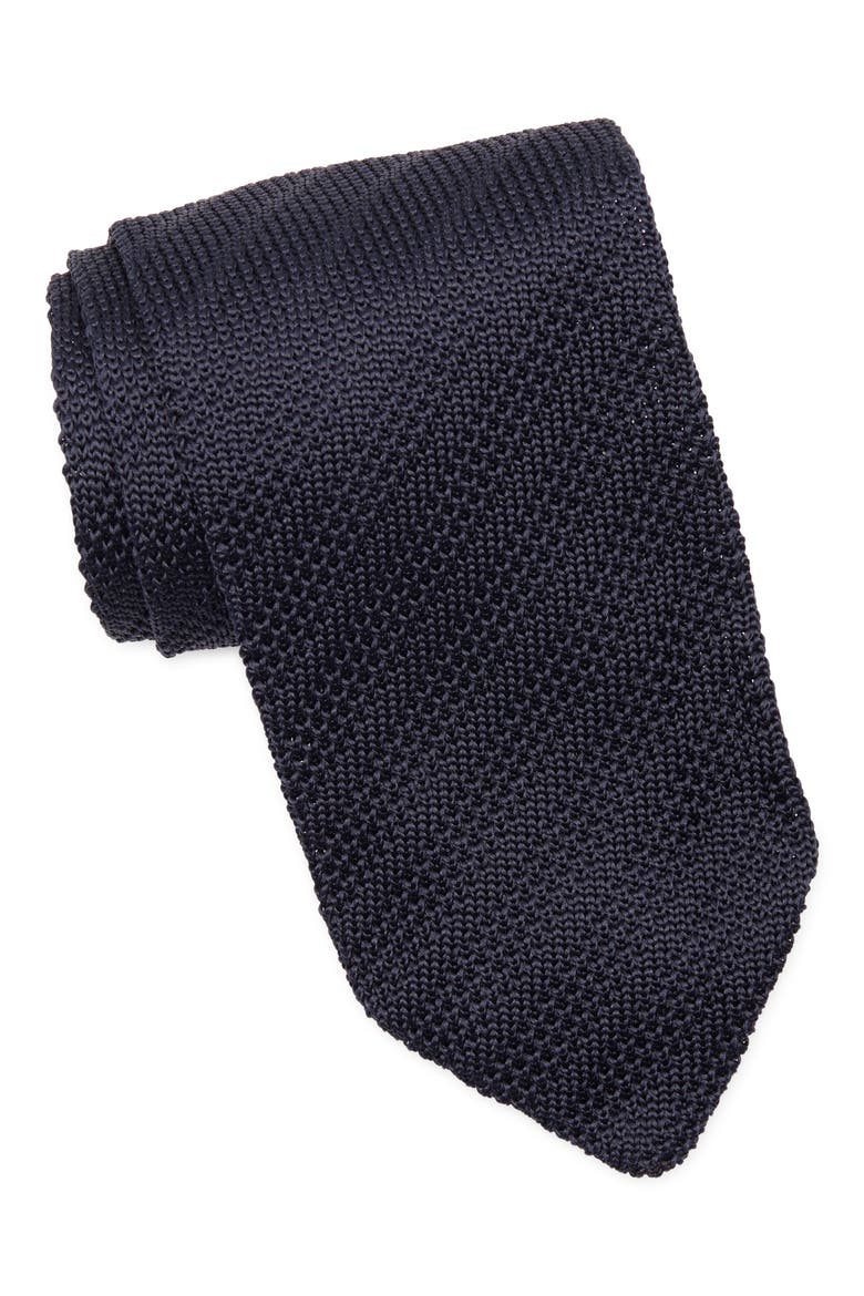 Stanley Solid Knit Tie, Main, color, NAVY