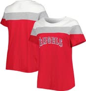 PROFILE Women's White/Red Los Angeles Angels Plus Size Colorblock T-Shirt