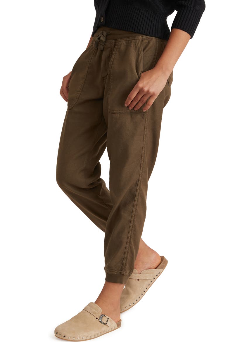Luna Stretch Linen & Cotton Joggers, Alternate, color, OLIVE