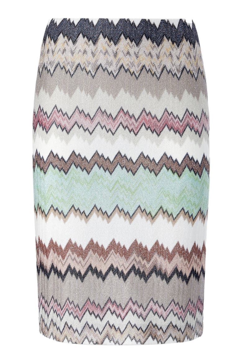 Midi Skirt In Viscose Lamé With Slit, Alternate, color, Multicoloured