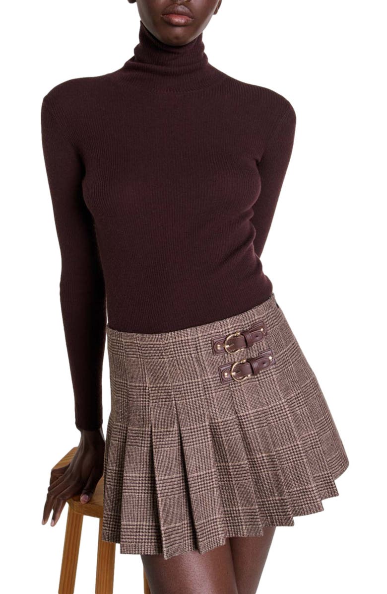 maje Short pleated skirt, Alternate, color,