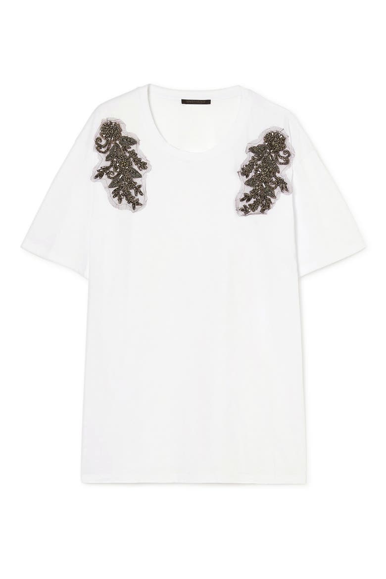 Perak Faux Gem Embellished Cotton T-Shirt, Alternate, color, OPTIC WHITE
