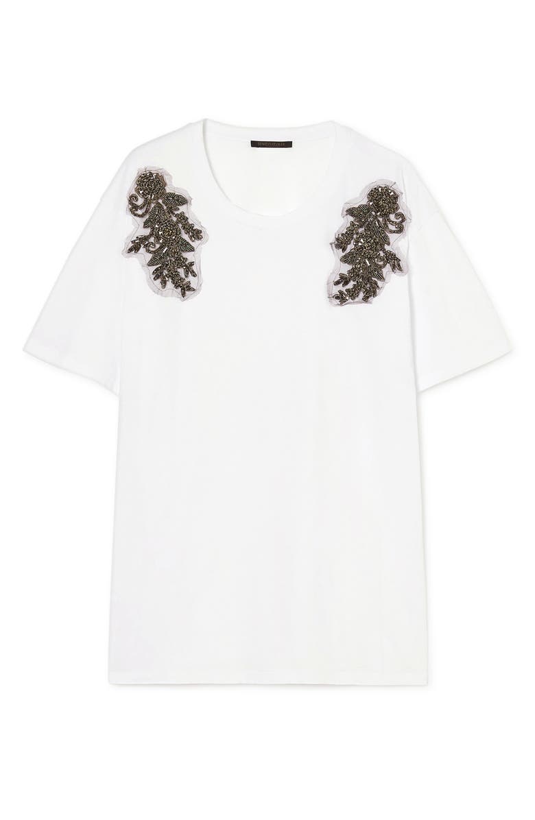 Marina Rinaldi Perak Faux Gem Embellished Cotton T-Shirt, Alternate, color, Optic White