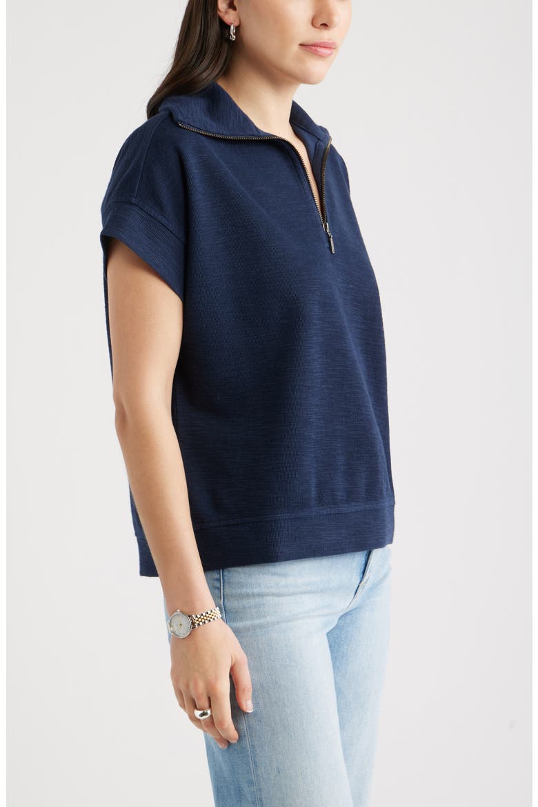 Short Sleeve Quarter Zip Sweatshirt, Alternate, color, NAVY STILL