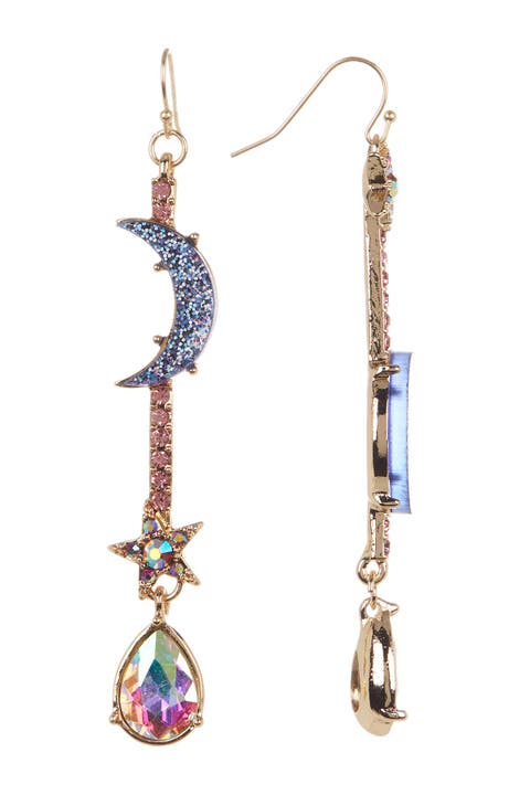 Notte Resin Stone Star & Moon Linear Drop Earrings