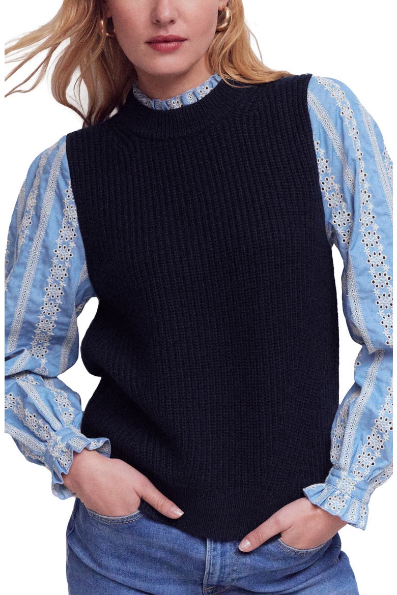 Mixed Media Sweater, Main, color, NAVY