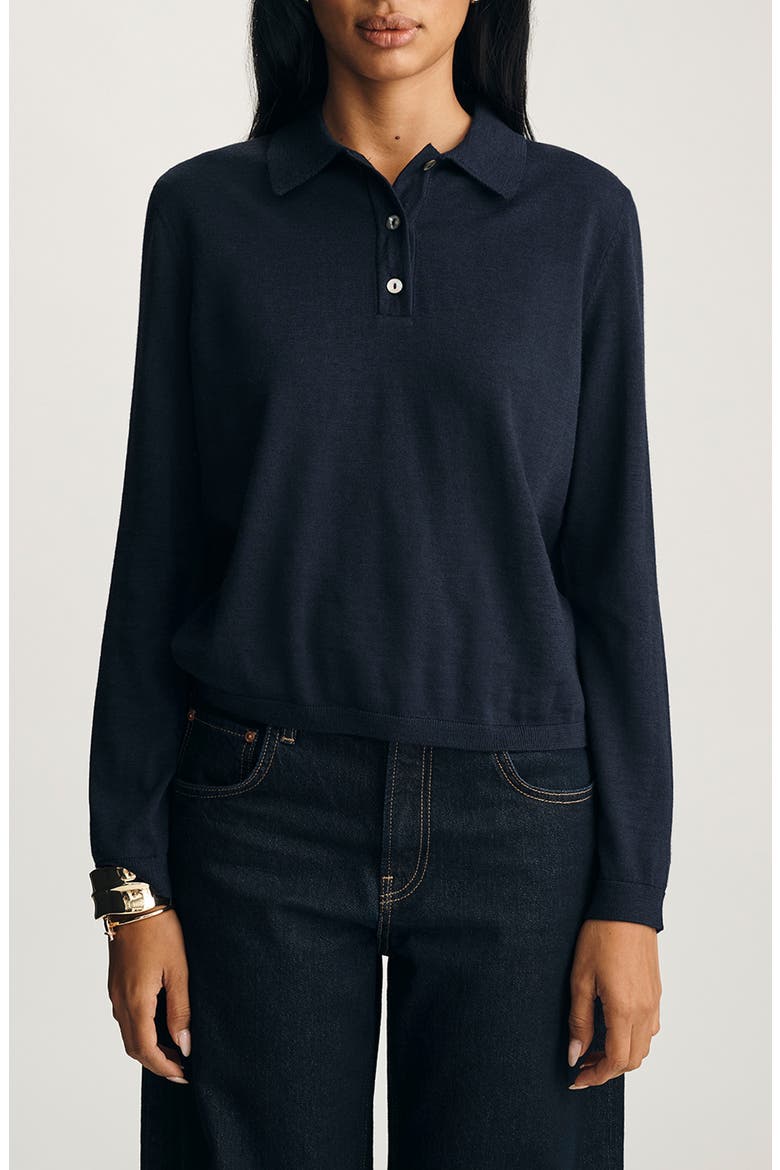 Wool Polo Sweater, Main, color, NAVY BLAZER