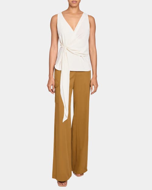 Santorelli Danna Sleeveless Faux Wrap Top In Fluid Crepe