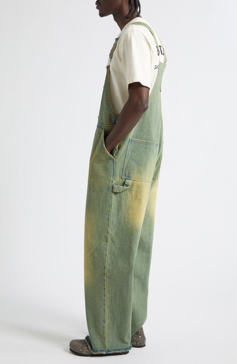 SONG FOR THE MUTE x Birkenstock The Artist Distressed Denim Overalls, Alternate, color, Blue Dirty Wash