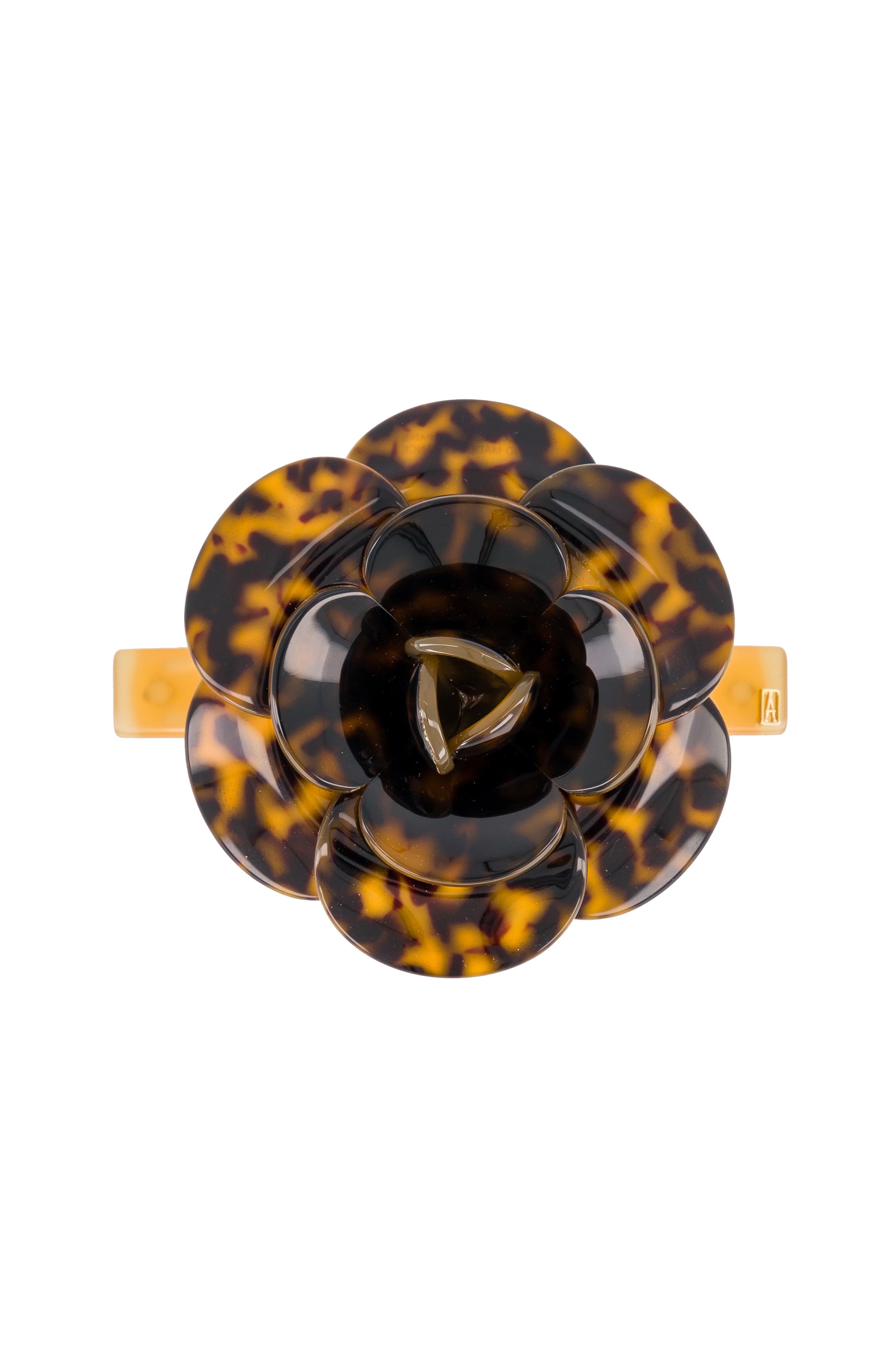 Alexandre De Paris Tortoiseshell Acetate Camelia Flower Barrette In Brown