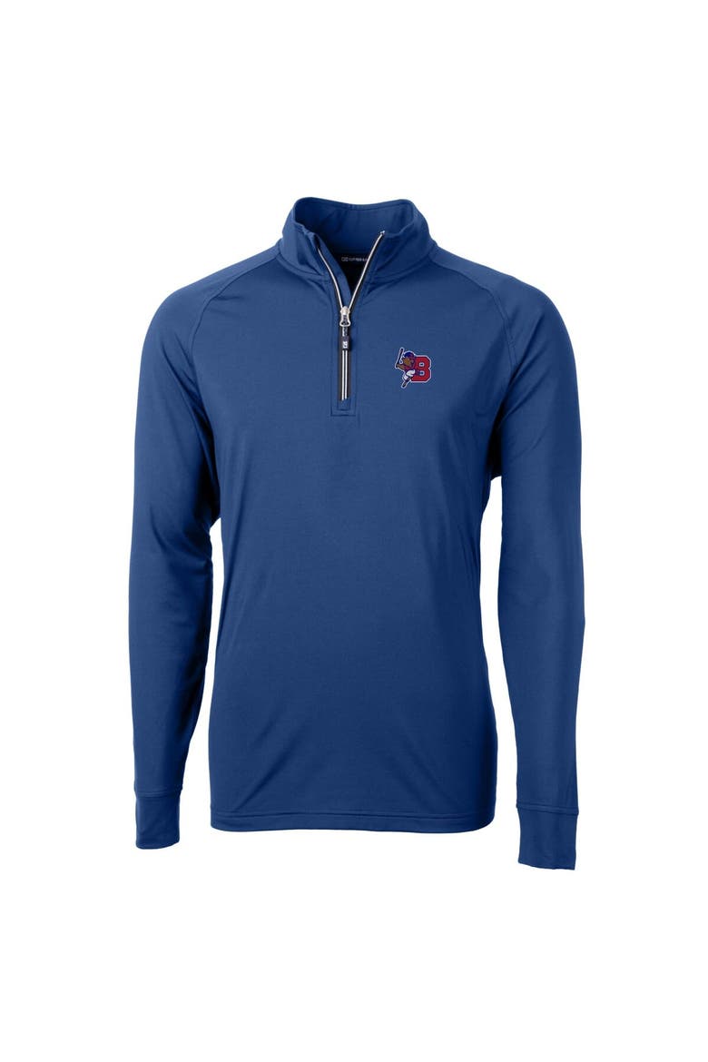Men's Cutter & Buck  Blue Buffalo Bisons Adapt Eco Knit Stretch Recycled Quarter-Zip Pullover, Alternate, color, Blue