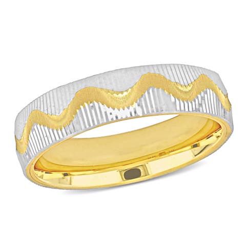 Wave Design Wedding Band 14k Two-Tone