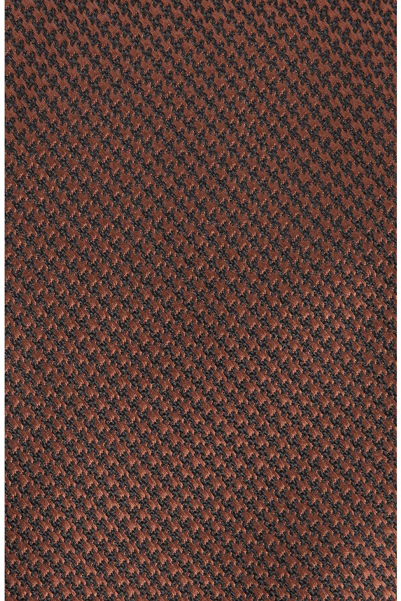 Brown Microhoundstooth Silk Tie, Alternate, color, CINNAMON