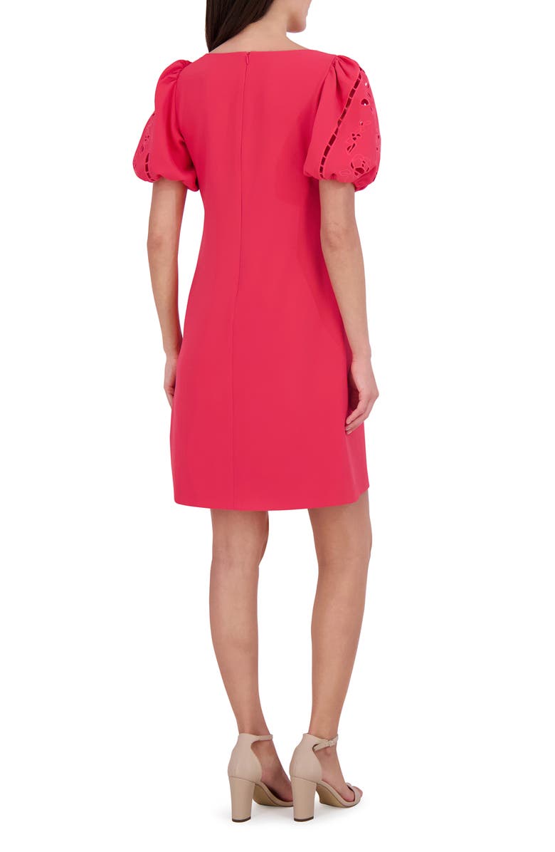 Vince Camuto Signature Puff Sleeve Crepe A-Line Dress, Alternate, color, Pink
