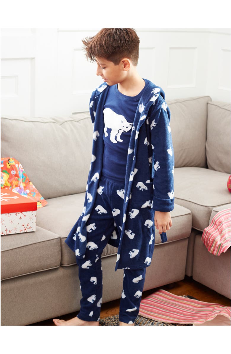 Leveret Kids Cotton Top & Fleece Pants Printed Matching Family Holiday Pajamas, Alternate, color, Polar Bear