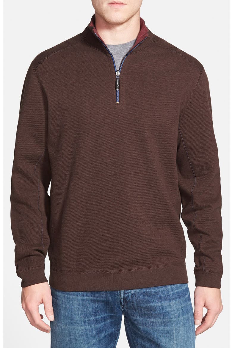 'Flip Side' Reversible Quarter Zip Pullover, Main, color, DOUBLE CHOCOLATE
