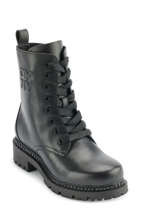 Dolce Vita Clear Lottie Black Leather Combat Boots, Brand New, Size 6, MSRP $228 2024