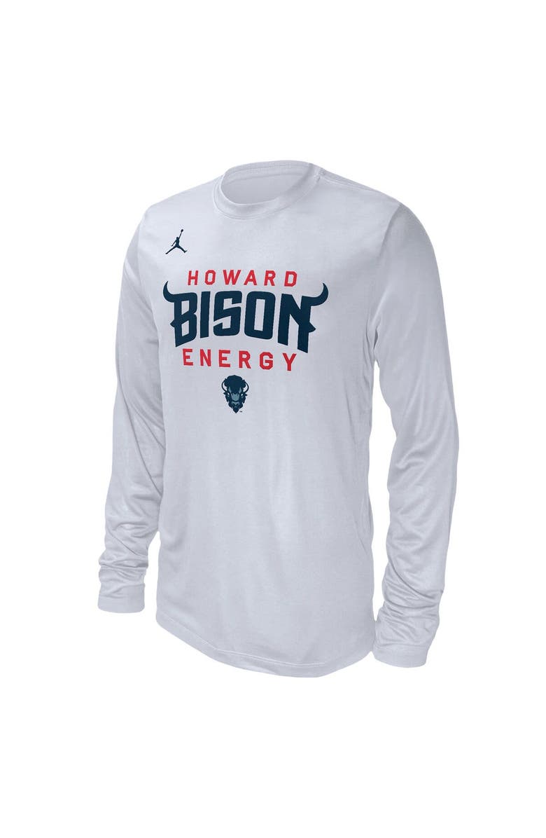Jordan Brand Unisex Jordan Brand  White Howard Bison 2024 On-Court Bench Long Sleeve T-Shirt, Alternate, color, 