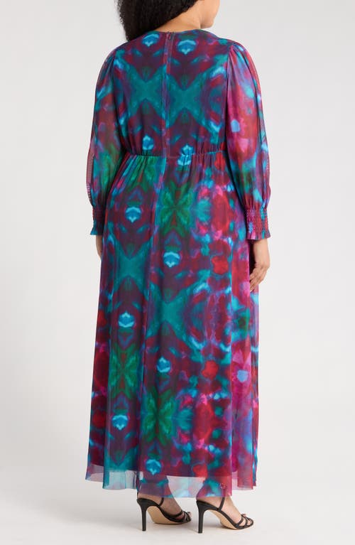 London Times Twist Front Bishop Sleeve Maxi Dress In Multi
