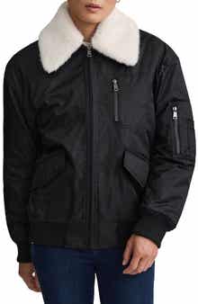 NVLT Faux Fur Collar Insulated Bomber Jacket