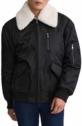 NVLT Faux Fur Collar Insulated Bomber Jacket