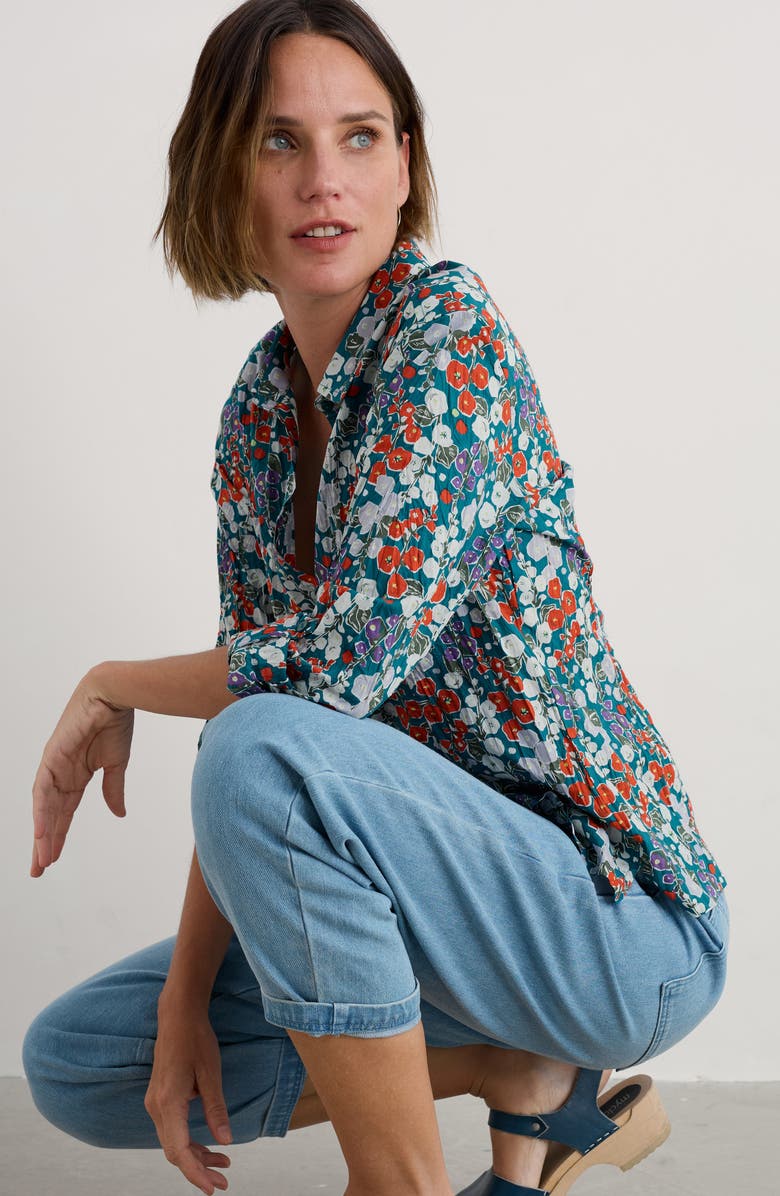 Seasalt Cornwall Larissa Floral Organic Cotton Button-Up Shirt, Alternate, color,