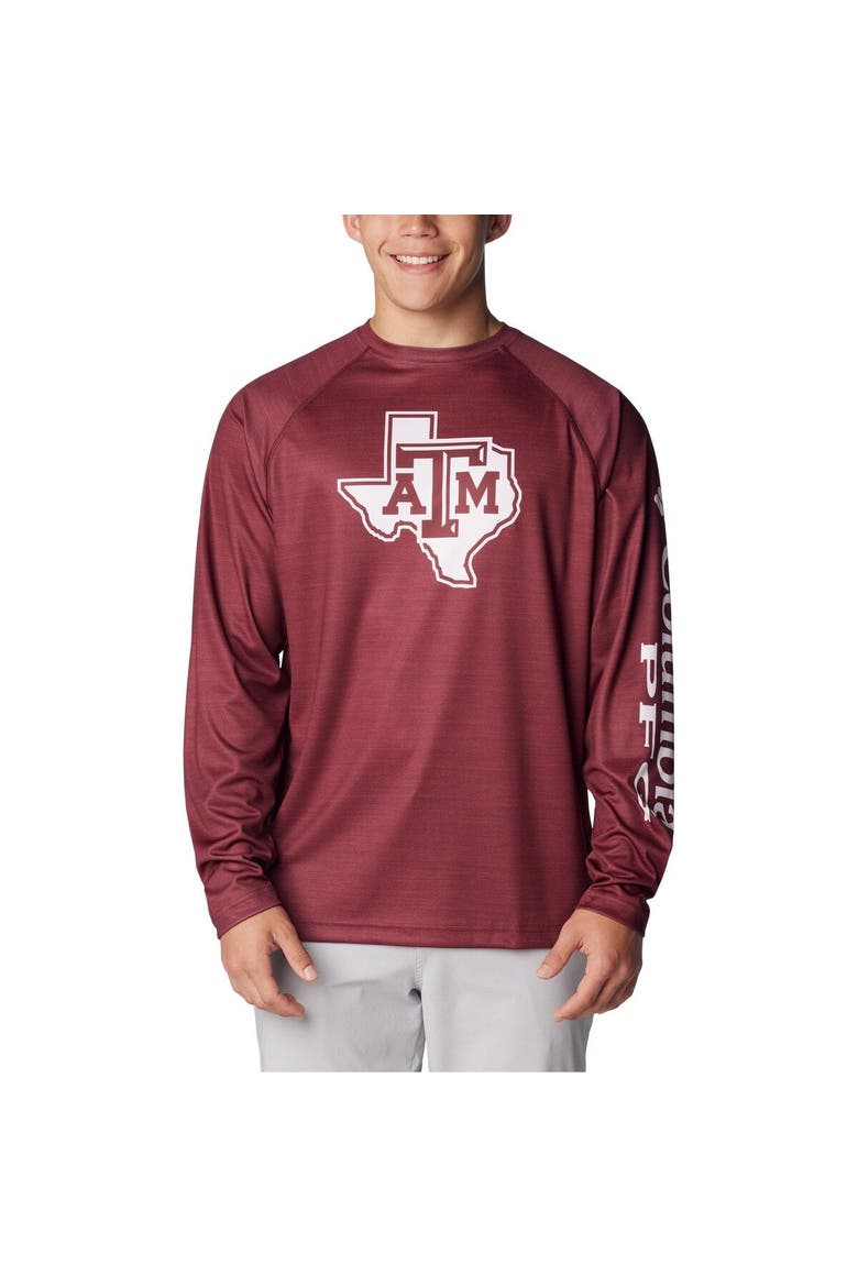 Men's Columbia  Maroon Texas A&M Aggies PFG Terminal Tackle Omni-Shade Raglan Long Sleeve T-Shirt, Main, color, Maroon