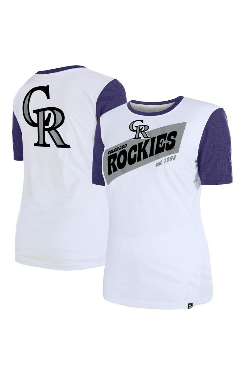 New Era Women's New Era White Colorado Rockies Colorblock T-Shirt, Main, color, 