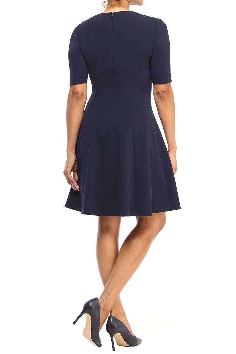 Notch Neck Fit & Flare Dress, Alternate, color, NAVY