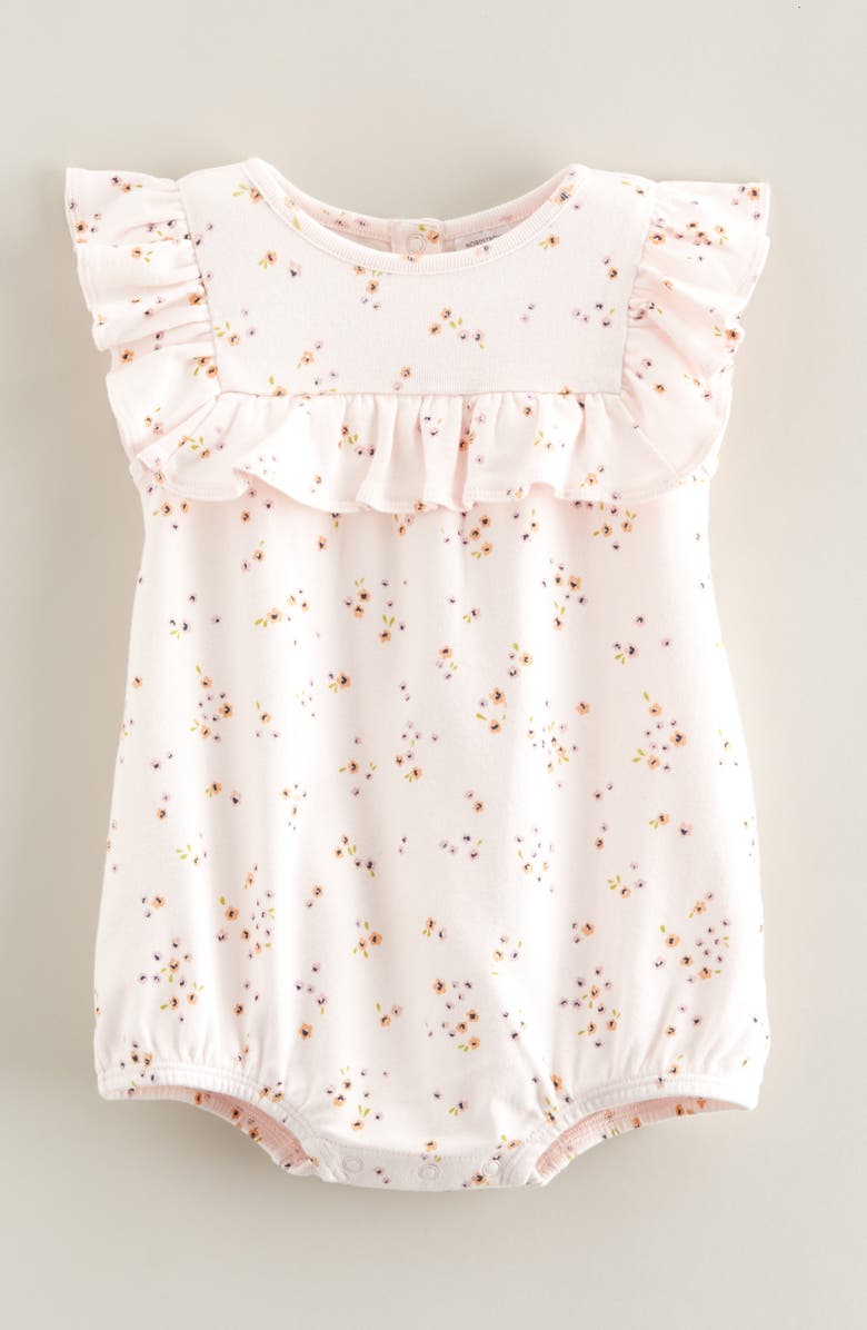 Nordstrom Print Cotton Jersey Ruffle Romper, Main, color, Pink Pretty Coquette Ditsy